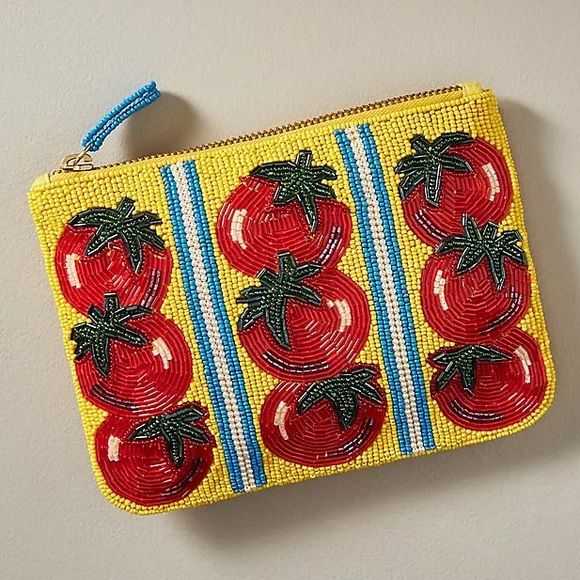 Anthropologie Handbags - Anthropologie Fiona Beaded Tomato Pouch